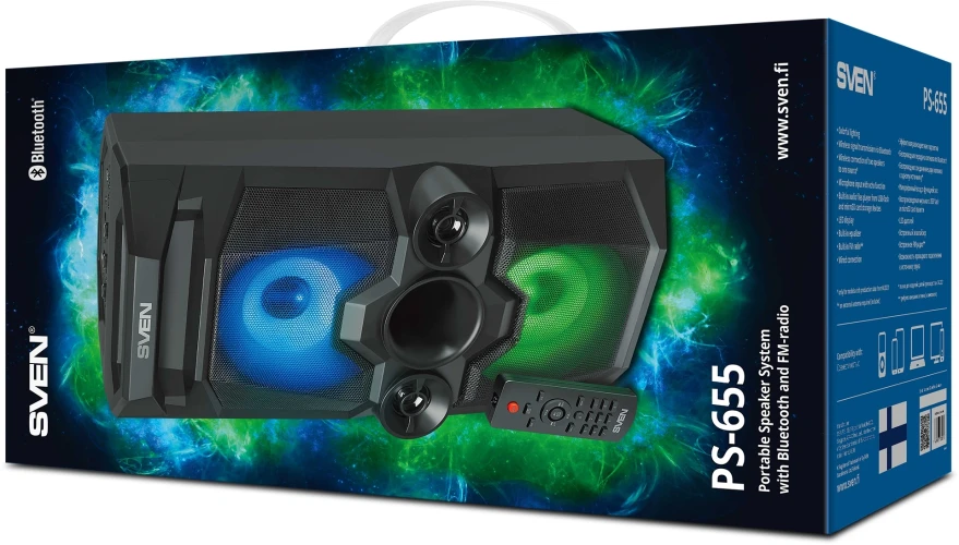 Колонка порт. Sven PS-655 черный 50W 1.0 BT/3.5Jack 4400mAh (SV-020163)