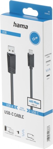 Кабель Hama H-200632 ver2.0 USB Type-C USB A(m) 1.5м (00200632)