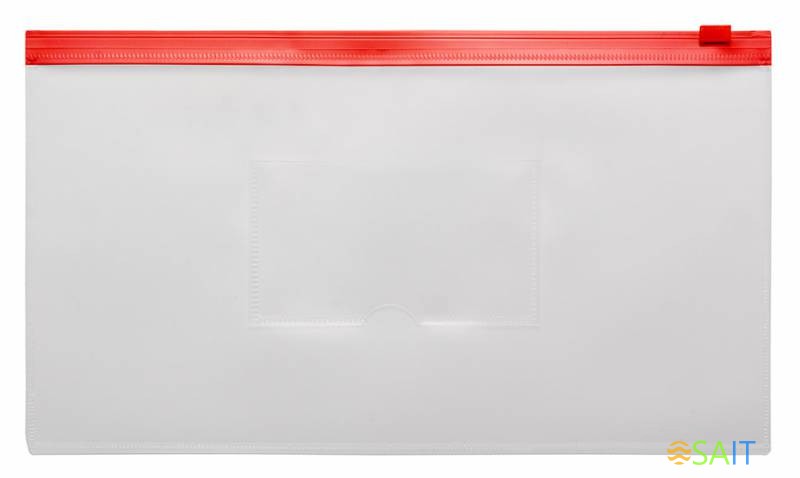 Папка на молнии ZIP Бюрократ -BPM6ARED полипропилен 0.15мм карм.для визит. цвет молнии красный Travel формат