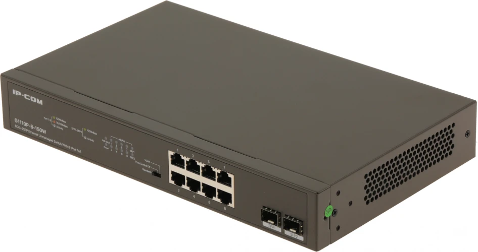 Коммутатор IP-Com G1110P-8-150W (L2) 8x1Гбит/с 2SFP 8PoE 130W неуправляемый
