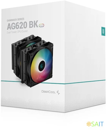 Устройство охлаждения(кулер) Deepcool AG620 Bk ARGB Soc-AM5/AM4/1200/1700/1851 черный/белый 4-pin 15-29dB Al+Cu 260W 1300gr Ret (R-AG620-BKANMN-G-2)