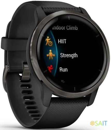 Смарт-часы Garmin Venu 2 33мм 1.3" AMOLED корп.черный рем.черный разм.брасл.:135-200мм (010-02430-11)