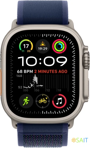 Смарт-часы Apple Watch Ultra 2 2024 A2986 49мм OLED корп.титан Trial loop рем.синий разм.брасл.:145-220мм (MX4L3FD/A)