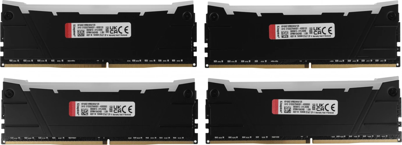 Память DDR4 4x32GB 3600MHz Kingston KF436C18RB2AK4/128 Fury Renegade RGB RTL Gaming PC4-28800 CL18 DIMM 288-pin 1.35В dual rank с радиатором Ret