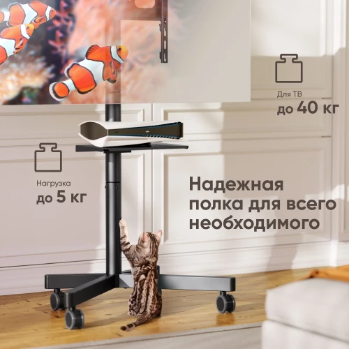 Стойка для телевизора Onkron TS1137 черный 23"-60" макс.45кг напольный мобильный
