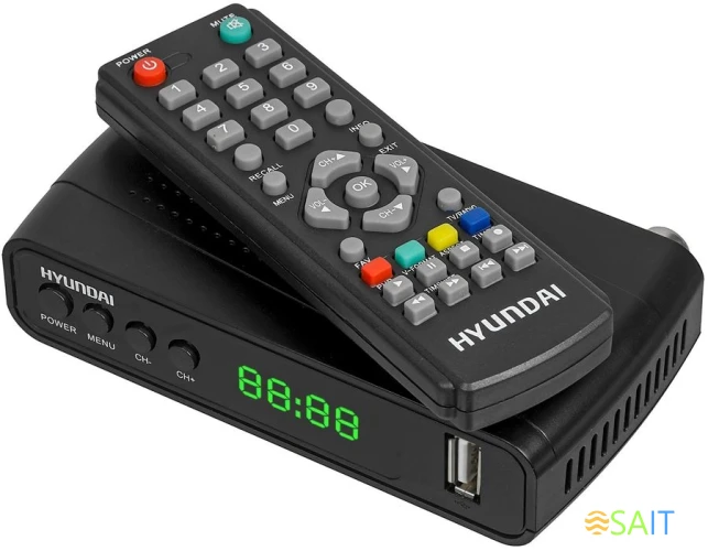 Ресивер DVB-T2 Hyundai H-DVB520 + WiFi-адаптер черный