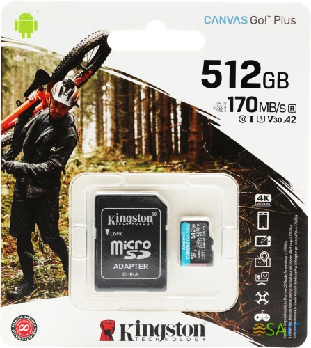 Флеш карта microSDXC 512GB Kingston SDCG3/512GB Canvas Go! Plus + adapter