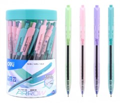Ручка шариков. автоматическая Deli Arrow EQ03236-1 прозрачный/ассорти d=0.7мм син. черн. ассорти