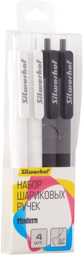 Набор ручек шариков. автоматическая Silwerhof NG Modern d=0.7мм син. черн. блистер ев. (4шт)