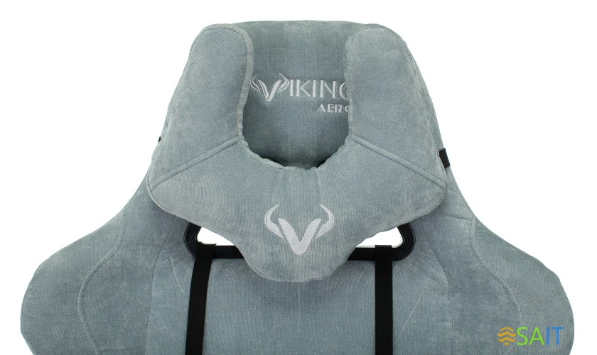 Кресло игровое Zombie VIKING KNIGHT Fabric серо-голубой Light-28 с подголов. крестов. металл