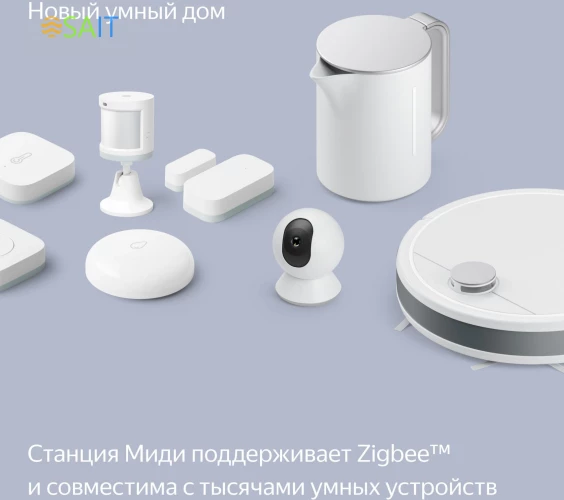 Умная колонка Yandex Станция Миди Алиса малиновый 24W 1.0 BT/Wi-Fi 10м (YNDX-00054PNK)
