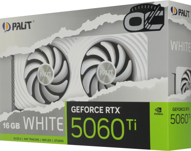 Видеокарта Palit PCI-E 5.0 PA-RTX5060TI WHITE OC NVIDIA GeForce RTX 5060TI 16Gb 128bit GDDR7 2407/28000 HDMIx1 DPx3 HDCP Ret