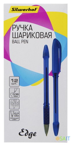 Ручка шариков. Silwerhof Edge d=0.7мм син. черн. сменный стержень линия 0.35мм резин. манжета серебристый