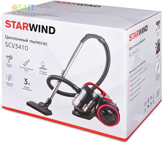 Пылесос Starwind SCV3410 1800Вт черный/бордовый
