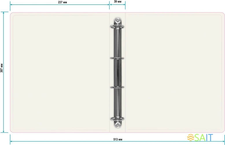 Папка панорама на 4-х кольцах Бюрократ Double Neon DNE0740/4RPINK A4 пластик 0.7мм кор.40мм карм.на лиц.стор. розовый