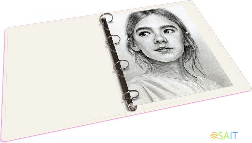 Папка панорама на 4-х кольцах Бюрократ Double Neon DNE0740/4RPINK A4 пластик 0.7мм кор.40мм карм.на лиц.стор. розовый