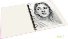 Папка панорама на 4-х кольцах Бюрократ Double Neon DNE0740/4RPINK A4 пластик 0.7мм кор.40мм карм.на лиц.стор. розовый