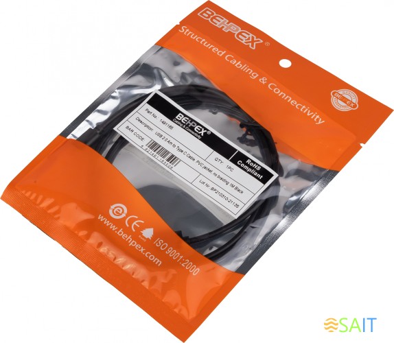 Кабель USB (m)-USB Type-C (m) 1м черный