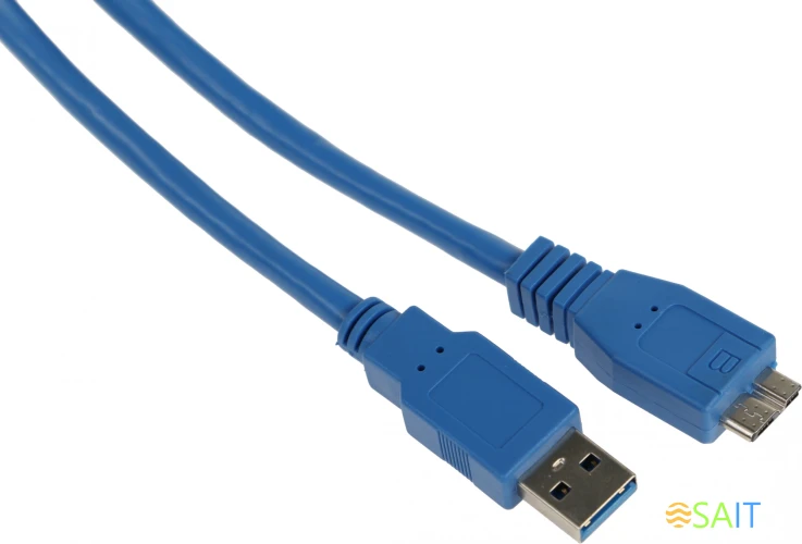Кабель Ningbo micro USB 3.0 B (m) угловой USB A(m) 3м синий (блистер)