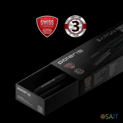 Щипцы Polaris PHSZ 1309TAi Argan Therapy PRO 38Вт черный макс.темп.:230С покрытие:турмалиновое (PHSZ 1309TAI)