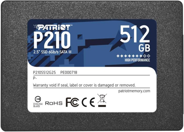 Накопитель SSD Patriot SATA-III 512GB P210S512G25 P210 2.5"