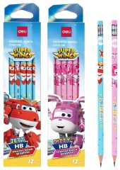 Карандаш ч/г Deli EC058-HB 2.2мм шестигран. тополь ассорти ластик