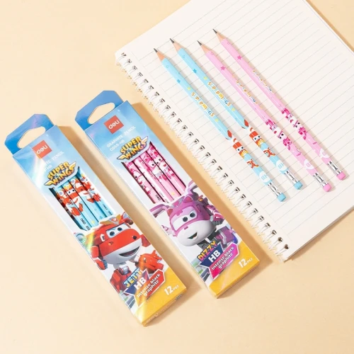 Карандаш ч/г Deli EC058-HB 2.2мм шестигран. тополь ассорти ластик