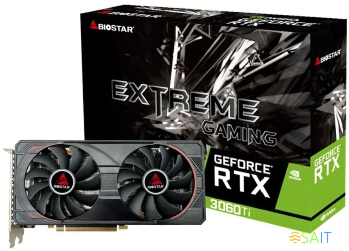 Видеокарта Biostar PCI-E 4.0 RTX3060Ti-LHR NVIDIA GeForce RTX 3060Ti 8Gb 256bit GDDR6 1410/14000 HDMIx1 DPx3 HDCP Ret