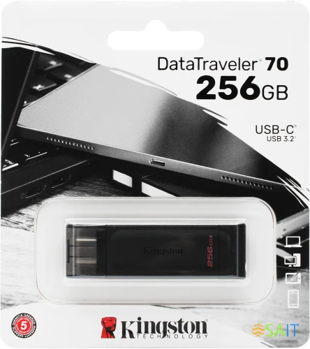 Флеш Диск Kingston 256Gb DataTraveler 70 Type-C DT70/256GB USB3.2 черный