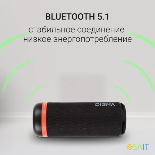 Колонка порт. Digma D-PS1521 черный 16W 2.0 BT 10м 1800mAh (PS1521B)