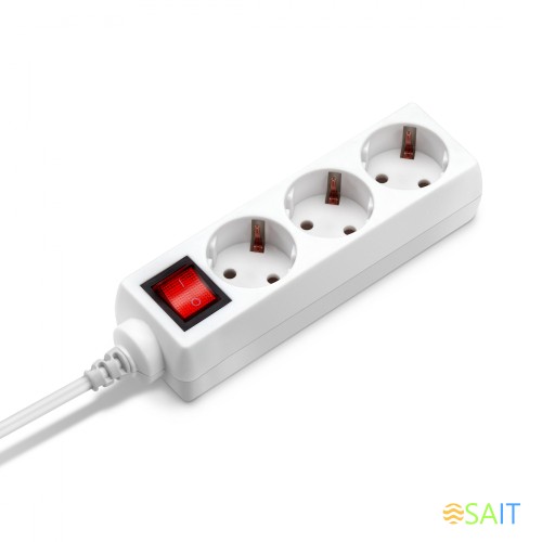 Сетевой удлинитель Buro BU-PS3.3/W 3м (3 розетки) белый (пакет ПЭ)