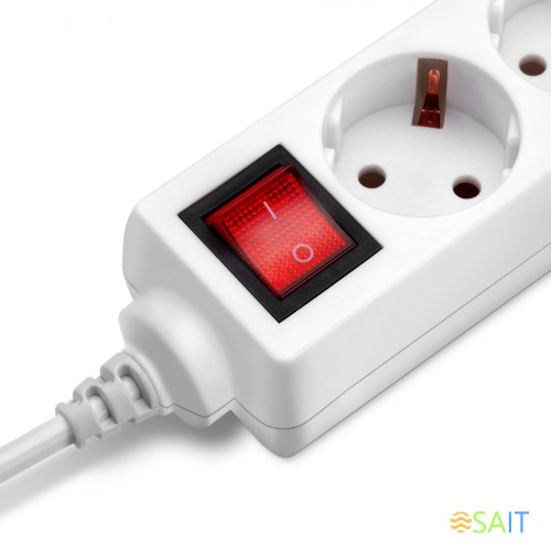 Сетевой удлинитель Buro BU-PS3.3/W 3м (3 розетки) белый (пакет ПЭ)