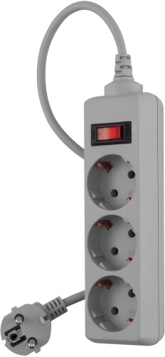 Сетевой фильтр Buro 300SL-1-G 1м (3 розетки) серый (пакет ПЭ)