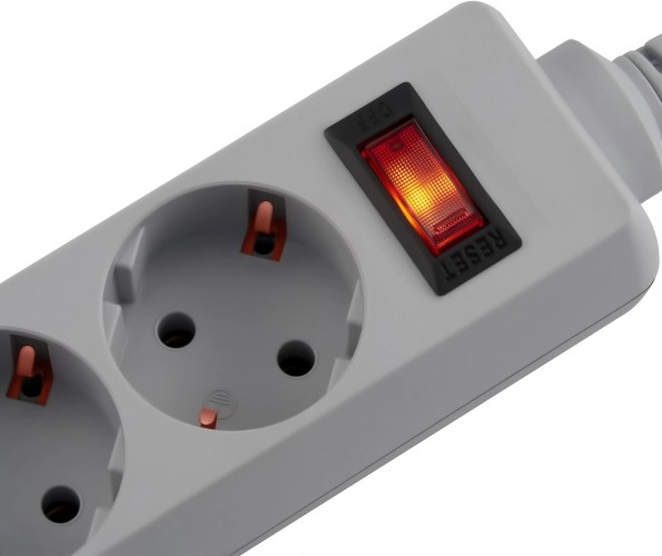 Сетевой фильтр Buro 300SL-1-G 1м (3 розетки) серый (пакет ПЭ)