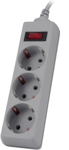 Сетевой фильтр Buro 300SL-1-G 1м (3 розетки) серый (пакет ПЭ)