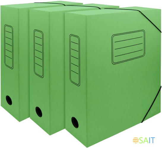 Папка архивная на резинке Silwerhof микрогофрокартон корешок 75мм зеленый (упак.:3шт)