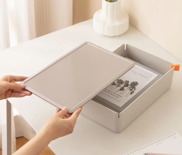 Короб для хранения Deli XDM12pink 1отд. 317x212x93,5мм розовый/серый пластик