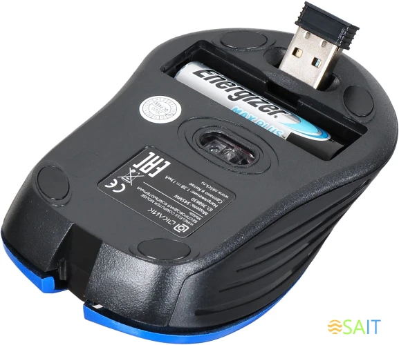 Мышь Оклик 545MW черный/синий оптическая 1600dpi беспров. USB для ноутбука 4but (368630)