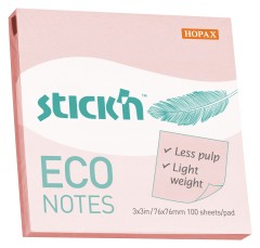 Блок самоклеящийся бумажный Stick`n ECO 21746 76x76мм 100лист. 60г/м2 пастель розовый
