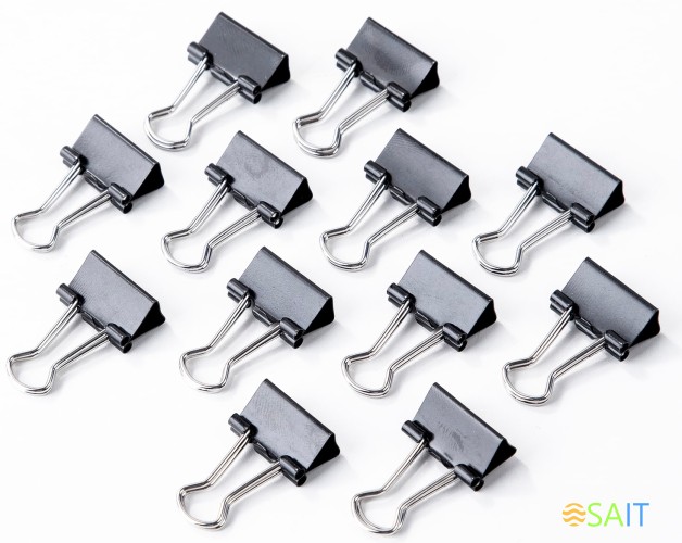 Зажимы Deli E38566 металл 15мм черный (упак.:12шт) картонная коробка