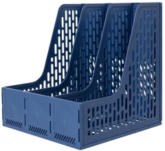 Лоток вертикальный Deli E9843 BLUE 3отд. сборный для бумаг 250x257x275мм синий пластик