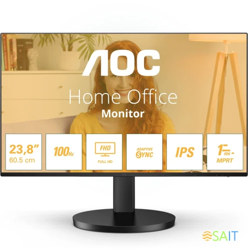 Монитор AOC 23.8" Basic-Line 24B3HA2 черный IPS LED 16:9 HDMI M/M матовая 250cd 178гр/178гр 1920x1080 100Hz VGA FHD 2.97кг