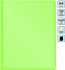 Папка панорама на 4-х кольцах Бюрократ Double Neon DNE0740/4RLETT A4 пластик 0.7мм кор.40мм карм.на лиц.стор. салатовый