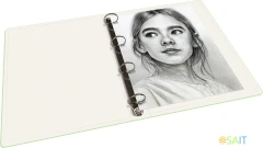 Папка панорама на 4-х кольцах Бюрократ Double Neon DNE0740/4RLETT A4 пластик 0.7мм кор.40мм карм.на лиц.стор. салатовый