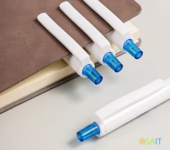 Ручка шариков. автоматическая Deli Xtream EQ42-BL белый/синий d=0.7мм син. черн. 1стерж. игловидный пиш. наконечник кругл. резин. манжета синий