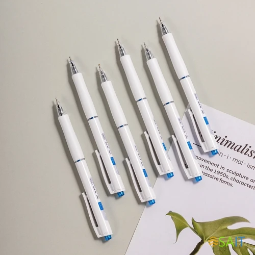 Ручка шариков. автоматическая Deli Xtream EQ42-BL белый/синий d=0.7мм син. черн. 1стерж. игловидный пиш. наконечник кругл. резин. манжета синий