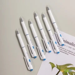 Ручка шариков. автоматическая Deli Xtream EQ42-BL белый/синий d=0.7мм син. черн. 1стерж. игловидный пиш. наконечник кругл. резин. манжета синий