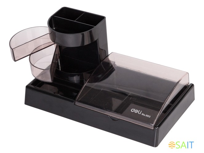 Настольный набор Deli E38254 (16 предметов) пластик черный