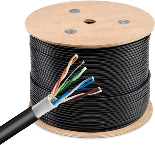 Кабель сетевой Buro BU-CCA-050-OUTDOOR UTP 4 пары cat.5E solid 0.50мм CCA 305м черный outdoor