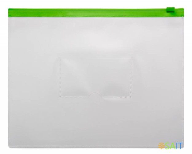 Папка на молнии ZIP Бюрократ -BPM5AGRN A5 полипропилен 0.15мм карм.для визит. цвет молнии зеленый